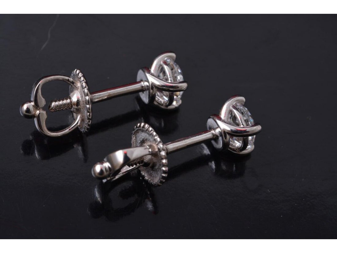 Сережки на закрутках із діамантами - Фото3 Сережки на закрутках із діамантами - Купити