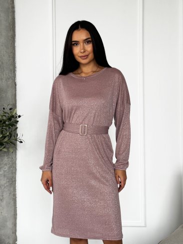 Вечірня сукня з люрексом INNOE 270588-1 Пудровий - Купити