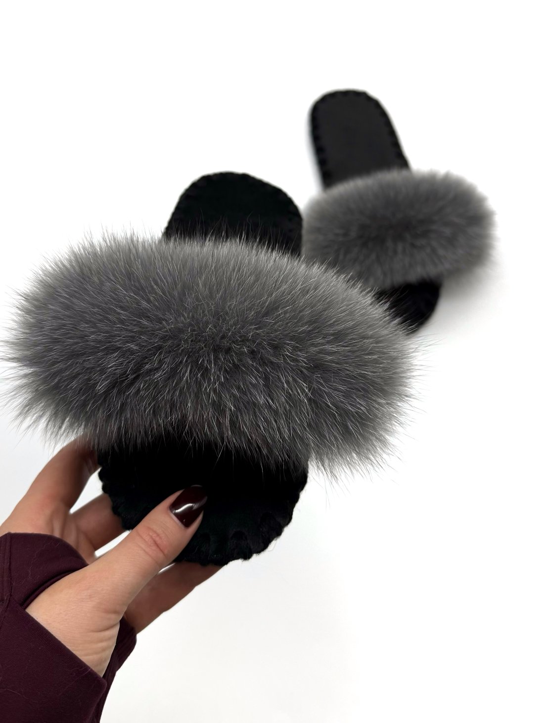 Жіночі домашні капці Пухнастики Family Story з опушкою сірого кольору