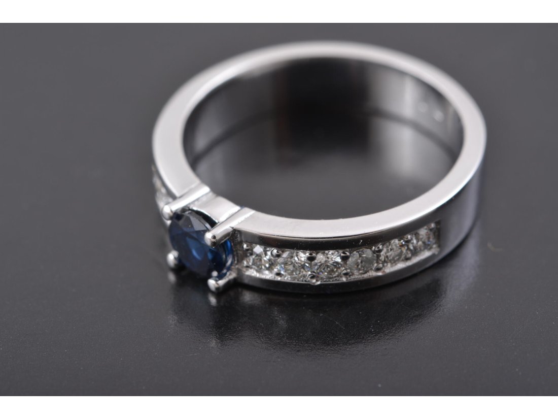 Каблучка з діамантами та сапфіром - Багира