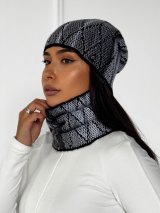 Жіночий комплект шапка і баф із об'ємною в'язкою INNOE 950076-1 Світло-сірий