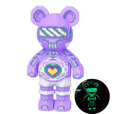Конструктор Magic Blocks, що світиться, Ведмедик 50 см Bearbrick Бузковий - Купити