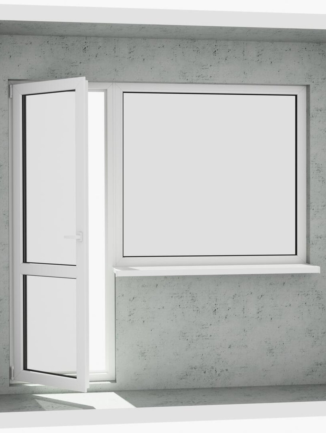 Выход на лоджию (балкон): классический белый металлопластиковый балконный блок (в двери есть режим проветривания, окно не открывается) - Купить