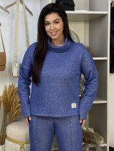 Елегантний жіночий костюм з делікатним блиском і прямими брюками INNOE 210366-5 Синій - Innoe