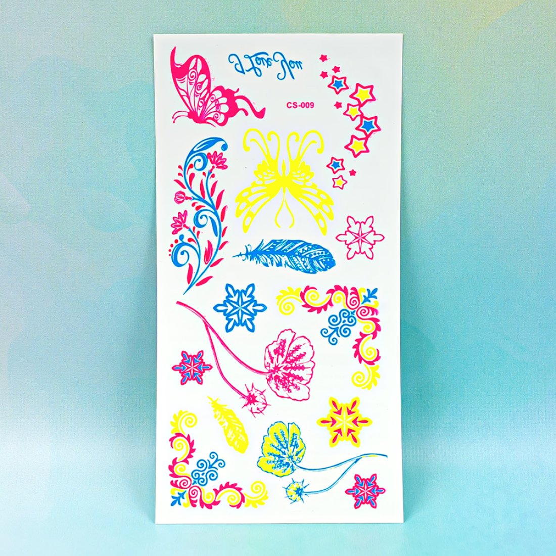 Неонові татуювання Метелики та Пір'я 21 см - Pobut