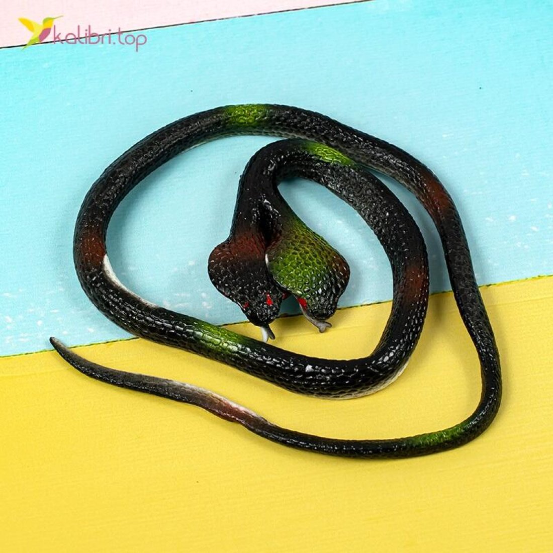 Силиконовые змеи кобры чёрно-зелёные оптом фото 02