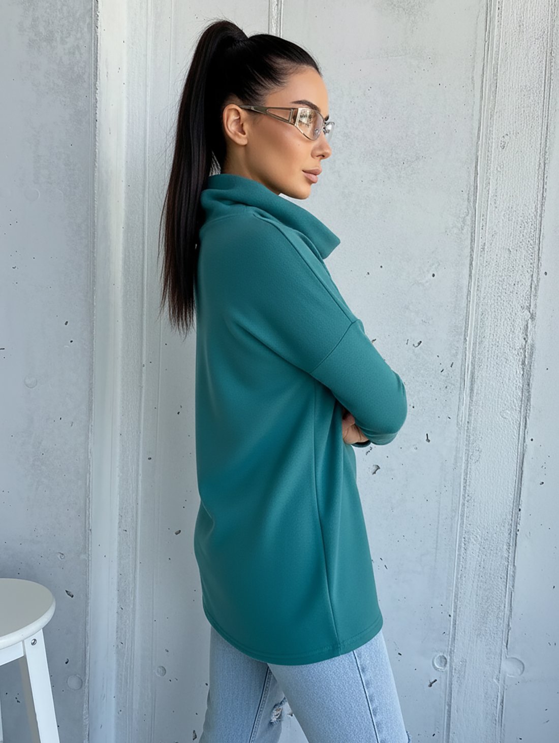 Комфортна туніка з трикотажу джерсі 230222-4 Морська хвиля - Купити