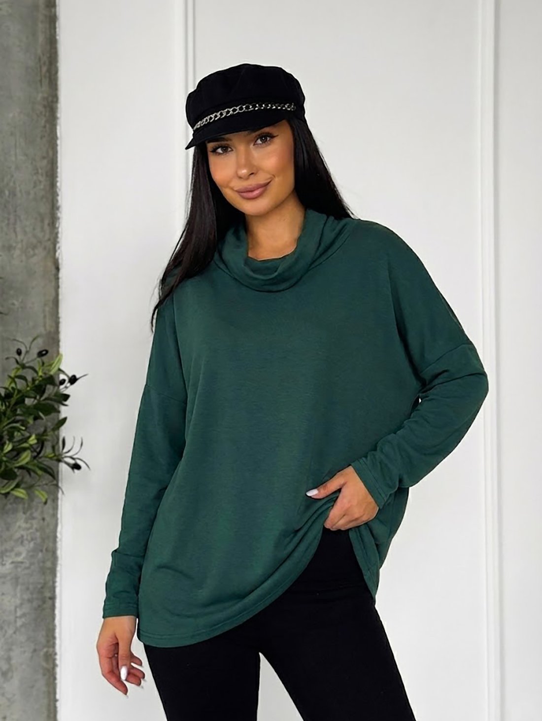 Туніка вільного силуету INNOE 230222-4 Темно-зелений