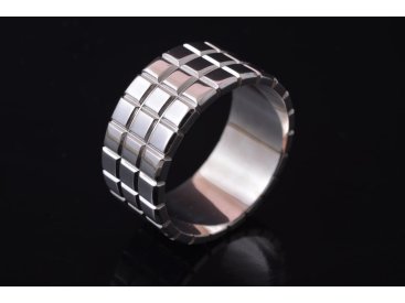 Перстень "Плитка" біле золото - Фото Перстень "Плитка" біле золото - Купити