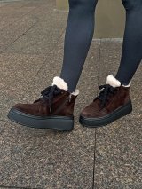 Жіночі замшеві черевики з хутром на високій підошві INNOE 777562-3 Шоколадний