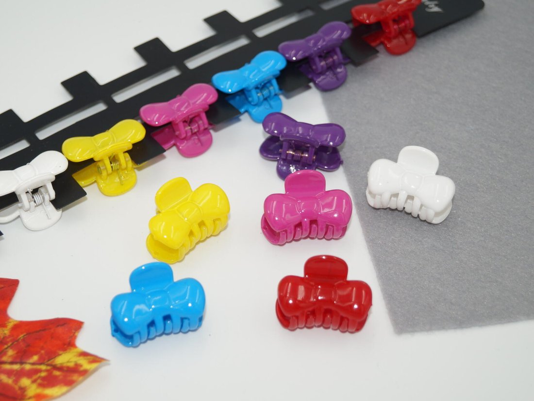 Краби для волосся, Бантик 3 см. кольорові на стрічці.