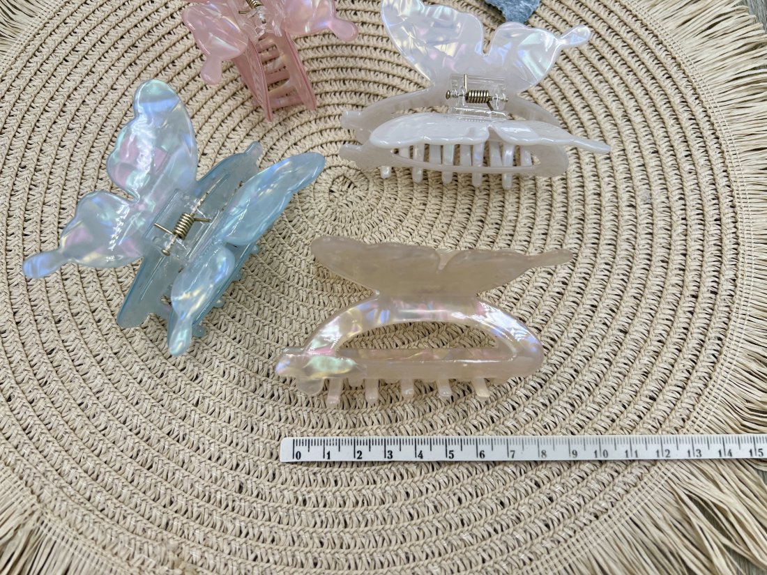 Краби для волосся метелик. Французький пластик. 8cм - Кристалік