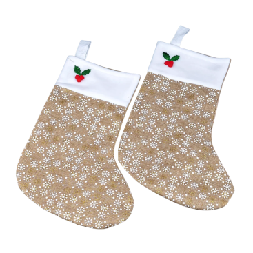 Шкарпетки, чобіт для подарунків коричневий з білими сніжинками великий 41 см - Купити