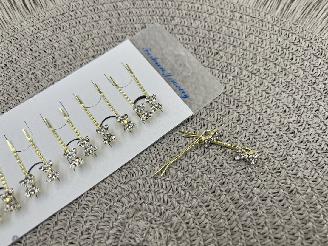 Невидимки для волосся. 4 см золото метелик