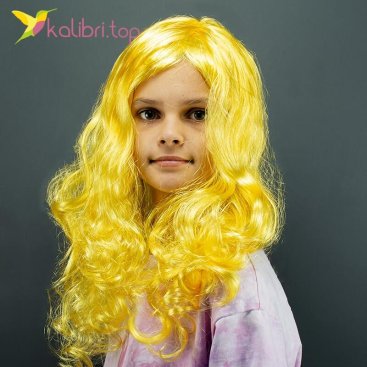 Карнавальна перука Кудряшка жовта 4502 оптом фото 04