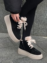 Зимові черевики з натуральної замші з м’яким хутром усередині INNOE 777562-3 Чорний