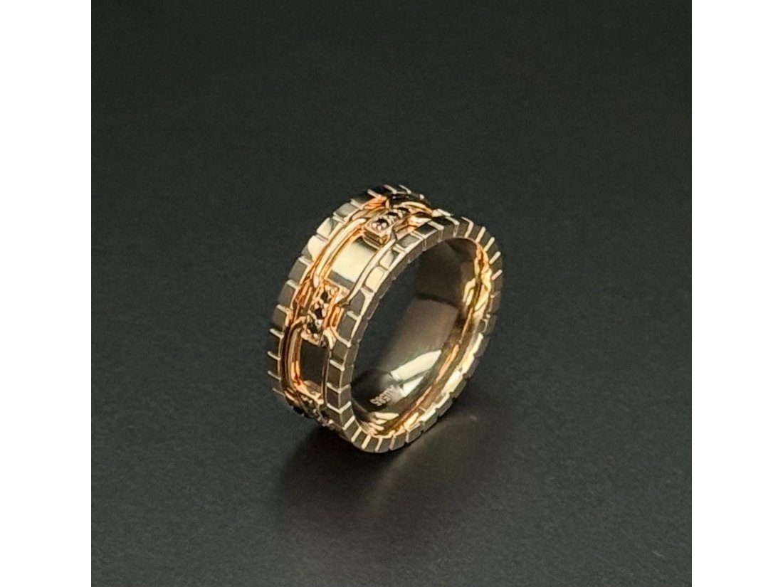 Перстень з чорними діамантами - Фото1 Перстень з чорними діамантами