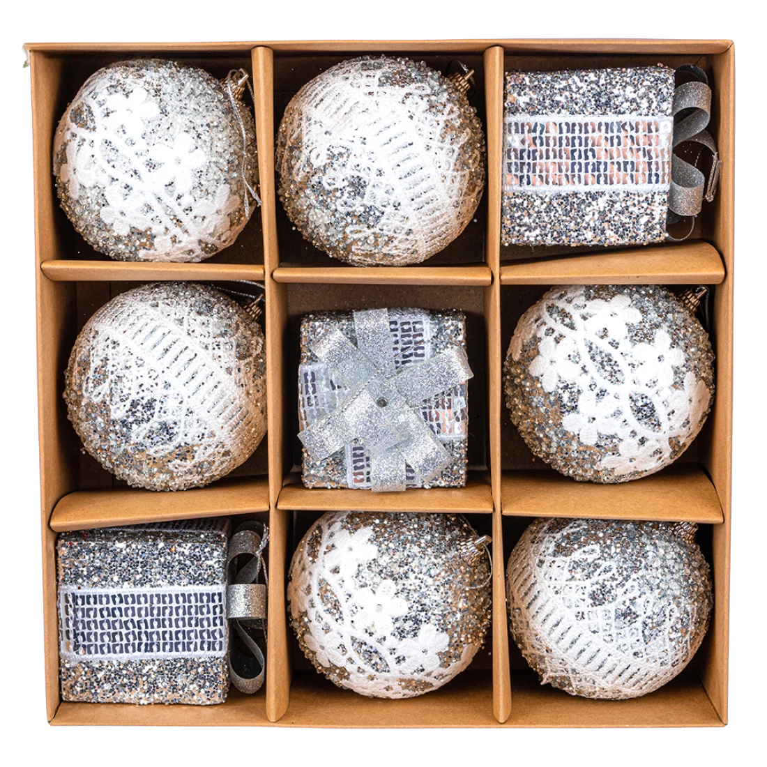 Ялинкові кулі Сяйво Різдва 7 см, 9 шт., набір