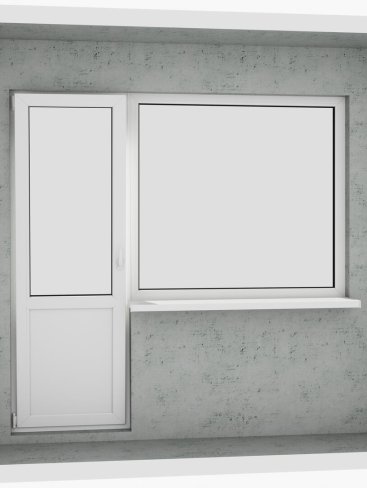 Выход на лоджию (балкон): бюджетный классический белый металлопластиковый балконный блок (в двери есть режим проветривания, окно не открывается) - Купить