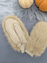 Зимові хутряні рукавички у стилі люкс INNOE 85005-1 Бежевий