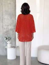 Ефектна мереживна туніка oversize INNOE 230241-1 Червоний - Купити