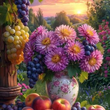 Цветы и виноград 40х50 оптом, фото 1331