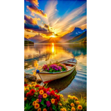 Алмазна мозаїка човен та море 40*50 см