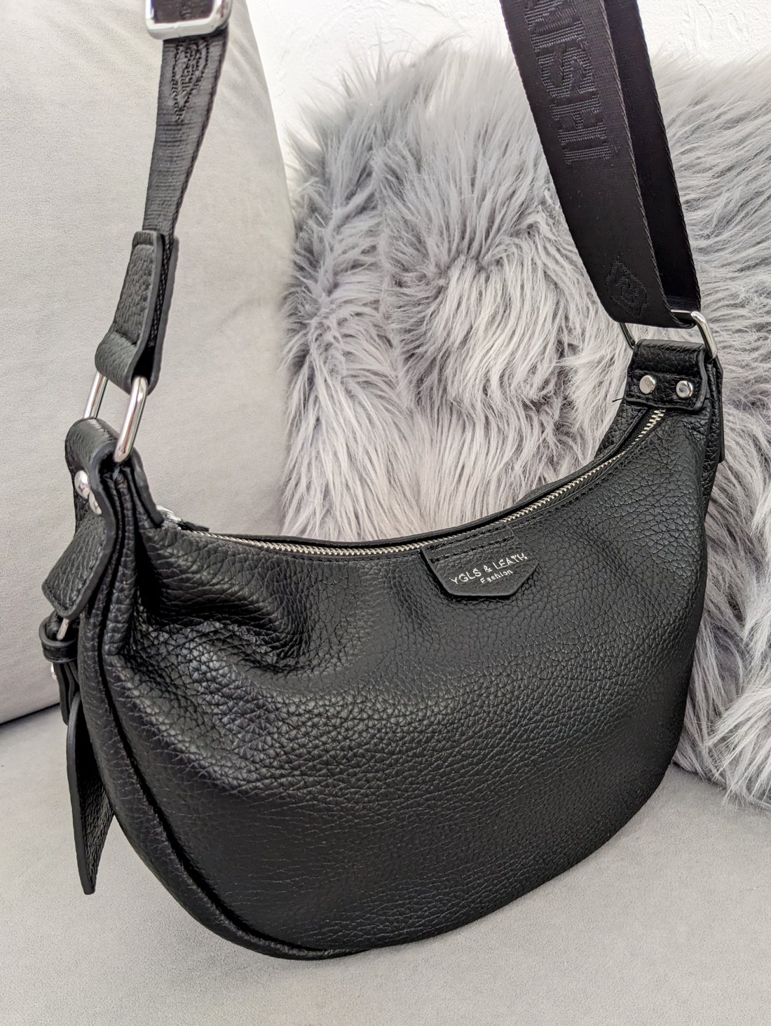 Сумка Urban Strap під натуральну шкіру з широкою шльовкою INNOE 350012-2 Чорний