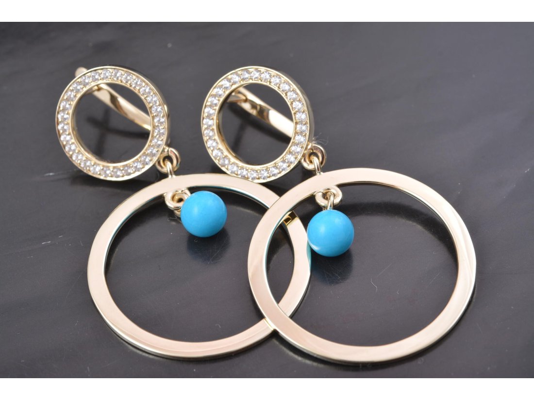 Сережки кружечки із бірюзою