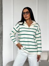 Стильний трикотажний светр у смужку INNOE 300064-1 Зелений