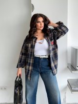 Oversize сорочка у клітинку — комфорт і стиль щодня INNOE 300062-1 Темно-синій
