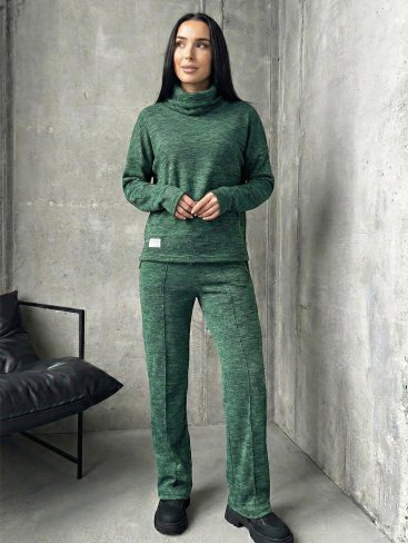 Елегантний теплий комплект – туніка + прямі штани INNOE 210366-4 Зелений - Купити