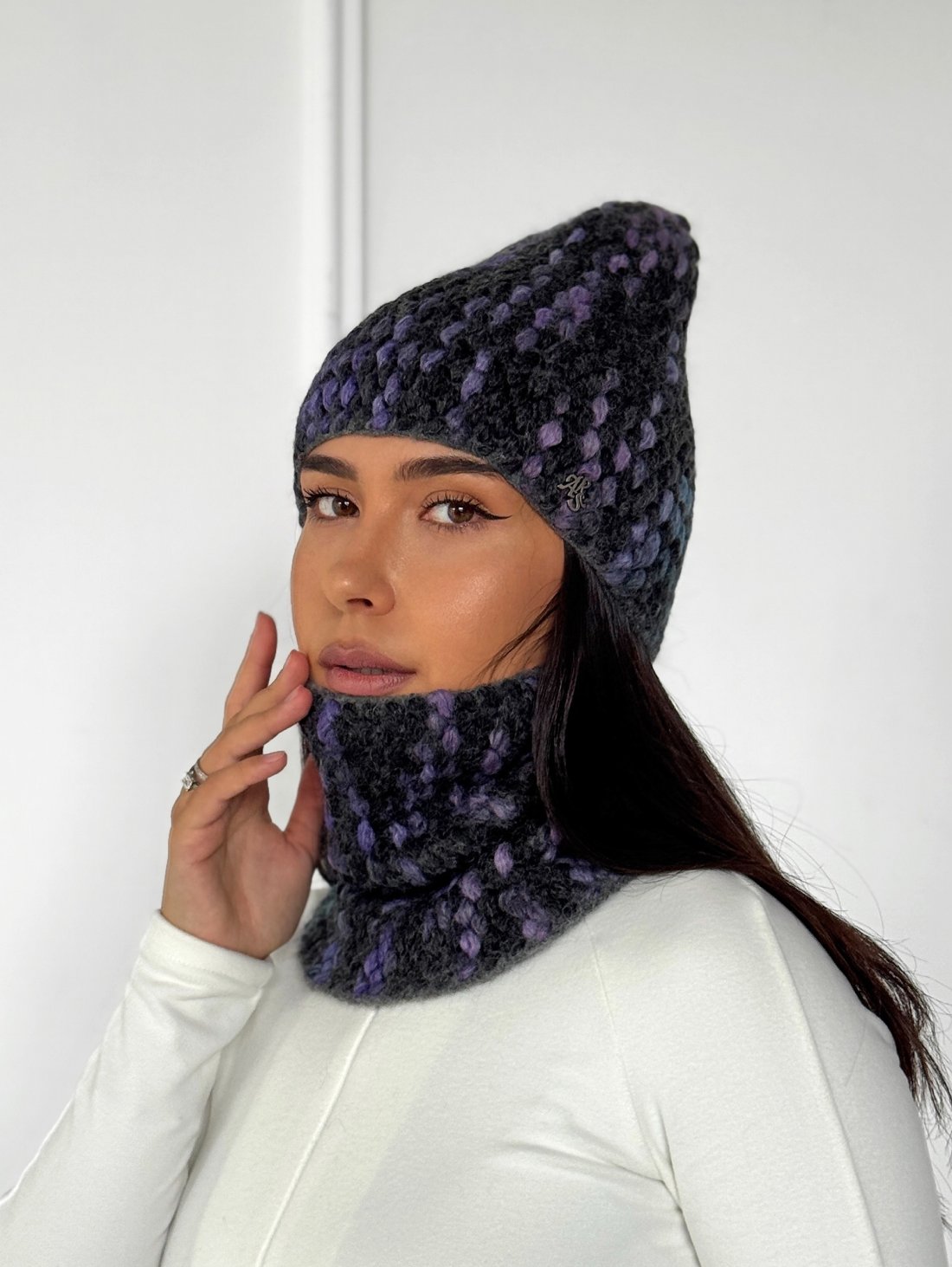 В’язаний комплект із об’ємною фактурою INNOE 950591-1 Вугілля