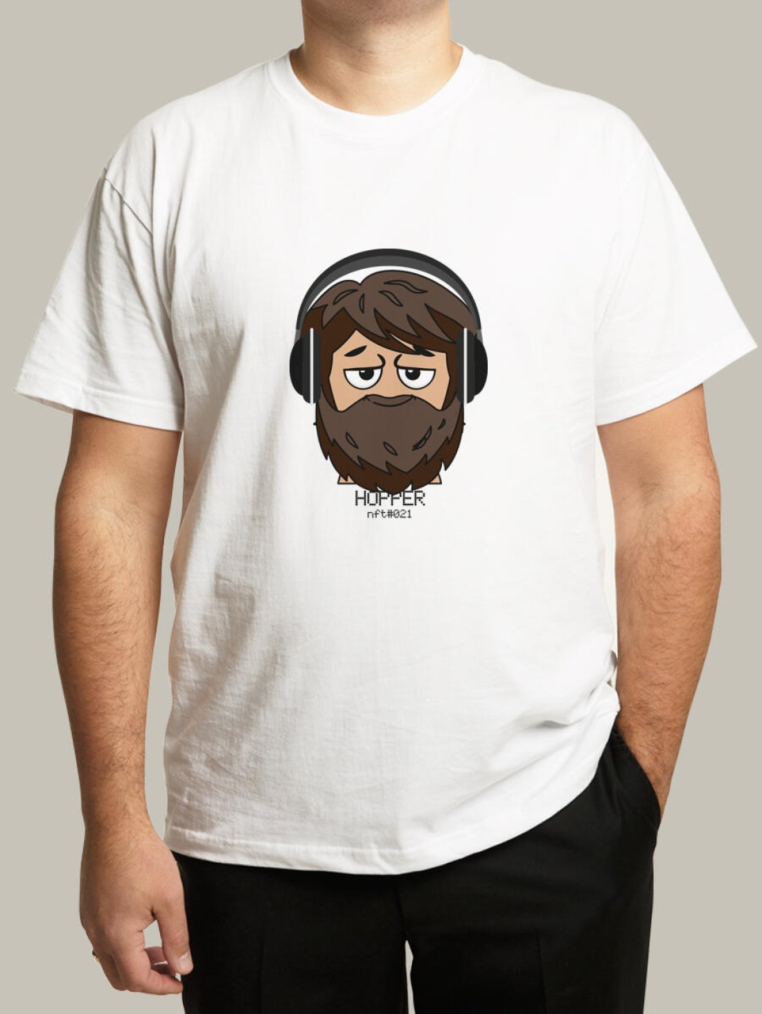 Чоловіча футболка, біла з принтом аватара Hopper 021