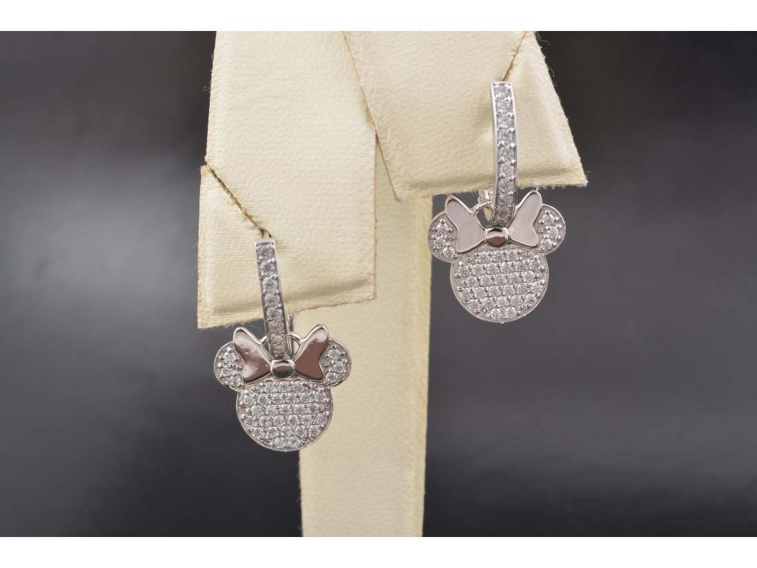 Сережки «Міні-маус» біле золото - Багира
