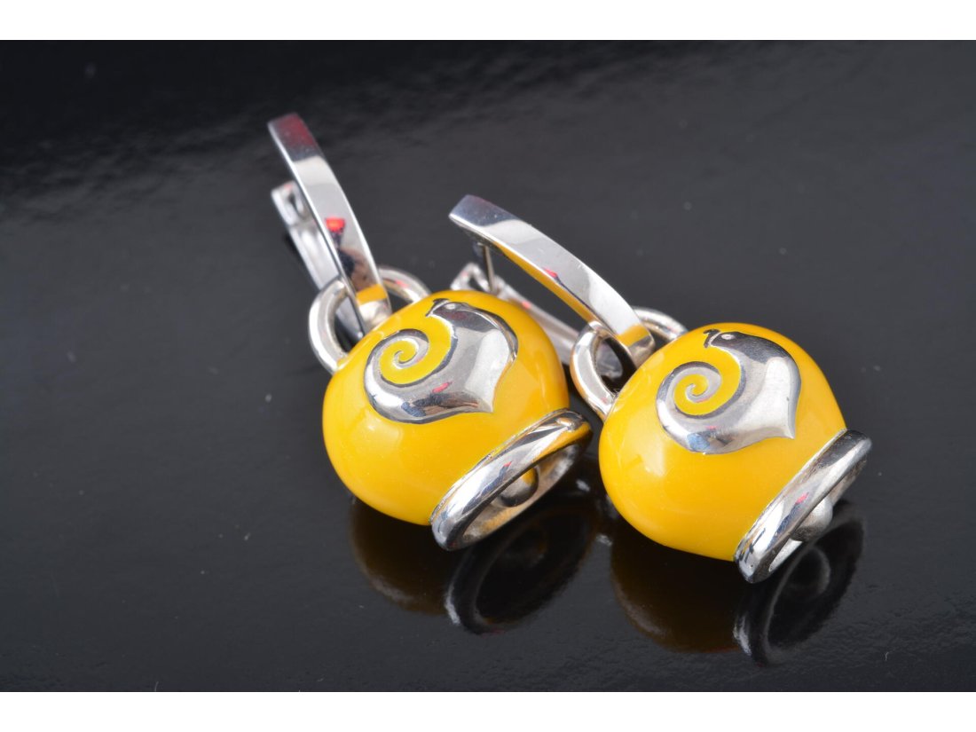 Сережки з емаллю у стилі Chantecler, срібло - Купити