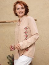 Лляна сорочка-піджак прямого крою з оберегом &quot;Мир і достаток&quot; 5550197-1 - Innoe