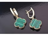 Сережки у стилі Van Cleef із малахітом