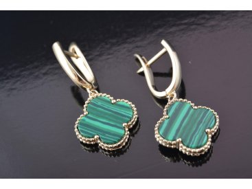 Сережки у стилі Van Cleef із малахітом - Купити
