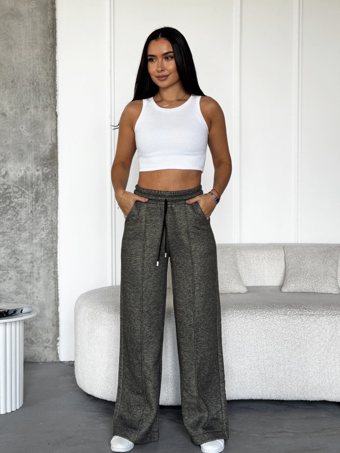 Теплі штани палаццо INNOE 300031-1 Сірий срібло