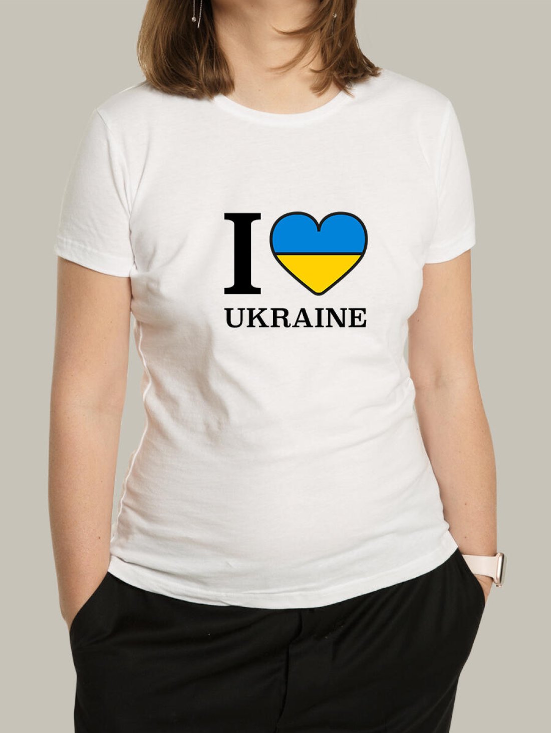 Футболка, біла з принтом &quot; I love Ukraine&quot; v2 - Футболки з принтами - Hopper