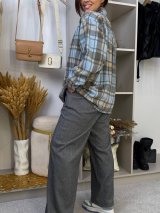 Сорочка oversize в клітинку зі спущеним рукавом INNOE 300066-1 Блакитний