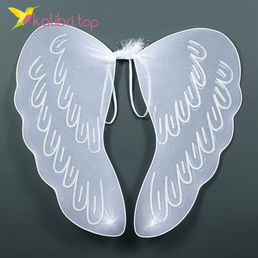 Купить крылья ангела с блёстками белые оптом фото 01