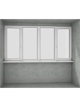 Пряма лоджія (балкон): 2 бюджетних класичних білих вікна (відкриваються 2 половинки)