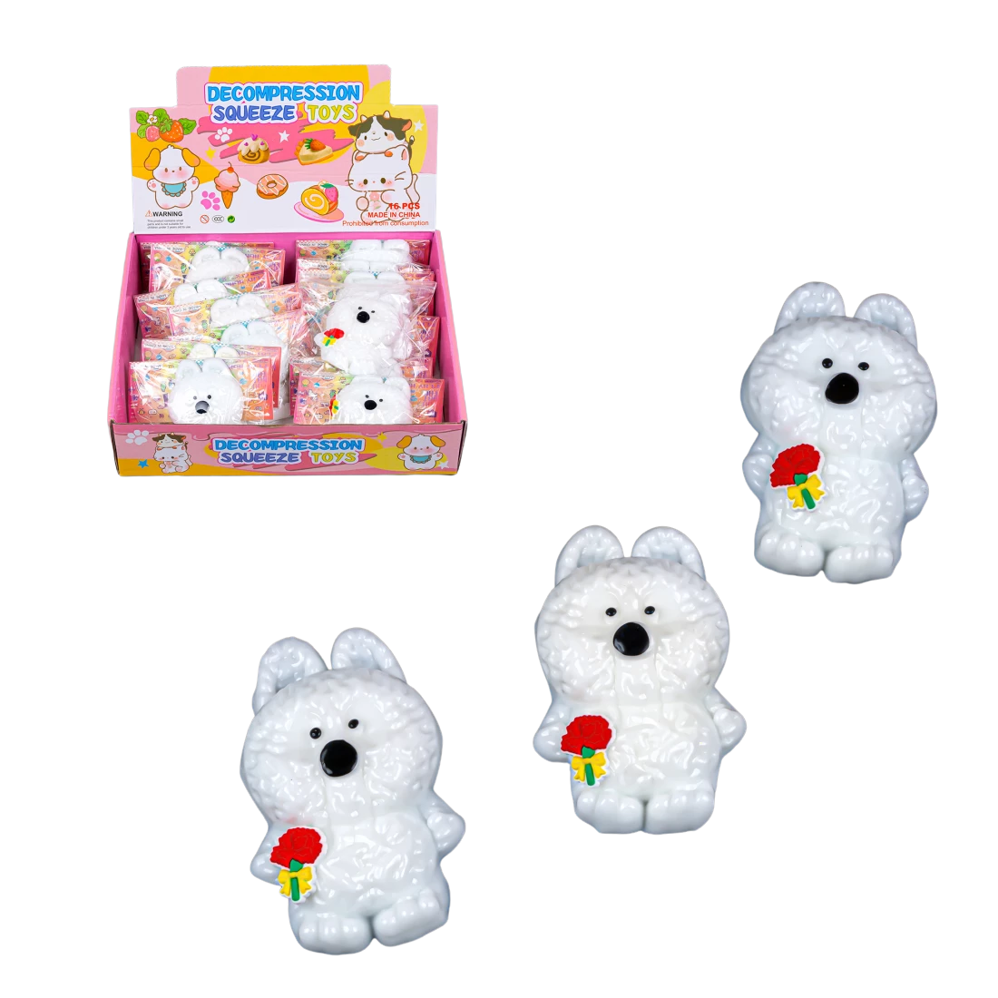 Іграшка антистрес Собачка з квіткою 11 см