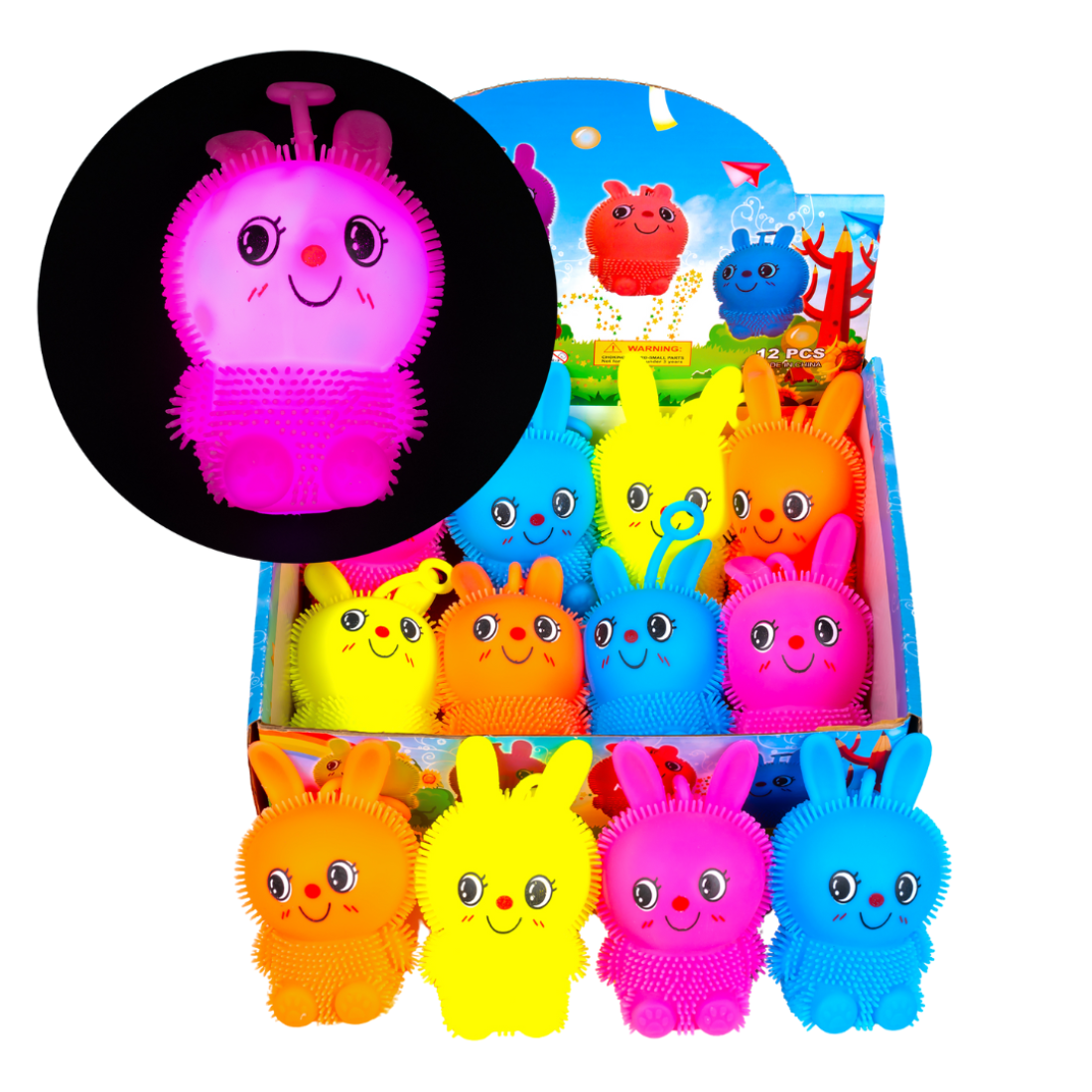 Сяючі силіконові їжачки Зайчики 12 см