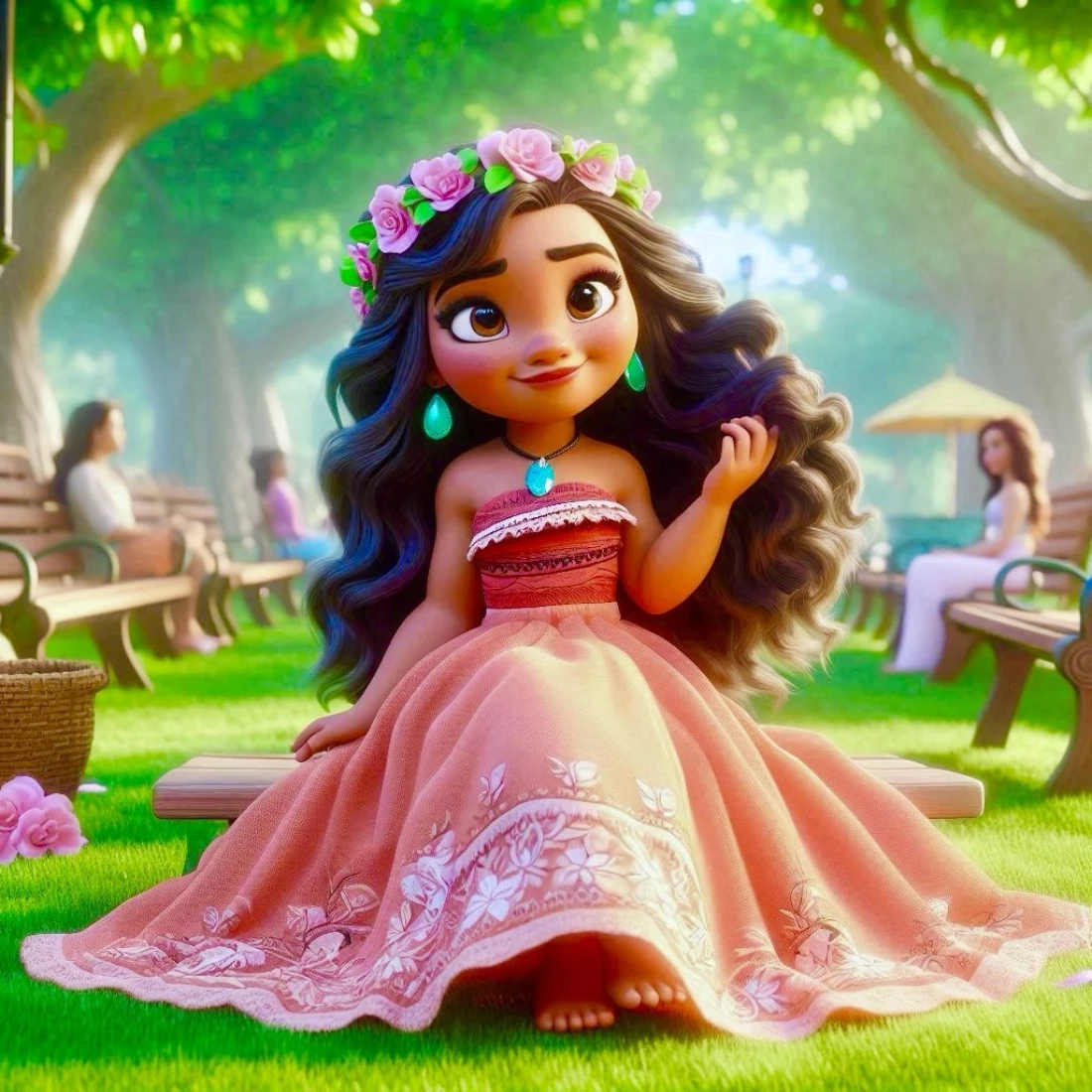 Алмазна мозаїка дівчинка у парку 30*40 см