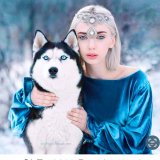 Девушка с хаски 40х50 оптом, фото 1262