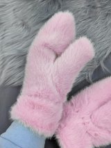 Жіночі зимові хутряні рукавички рожеві, утеплені INNOE 85005-2 Рожевий
