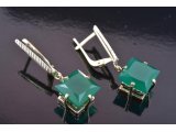 Сережки із зеленим агатом